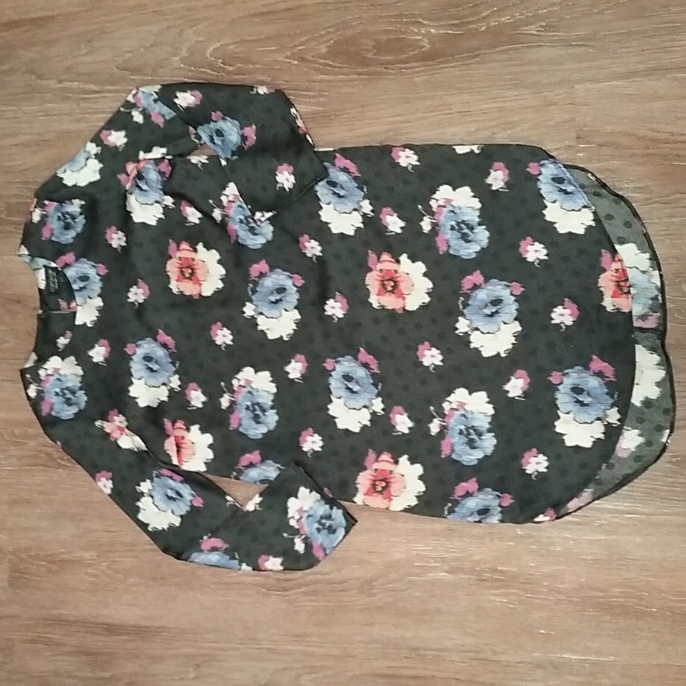(2) Topshop Floral Print Tunic Dress Keyhole Summer Vacation Resortwear Flowy